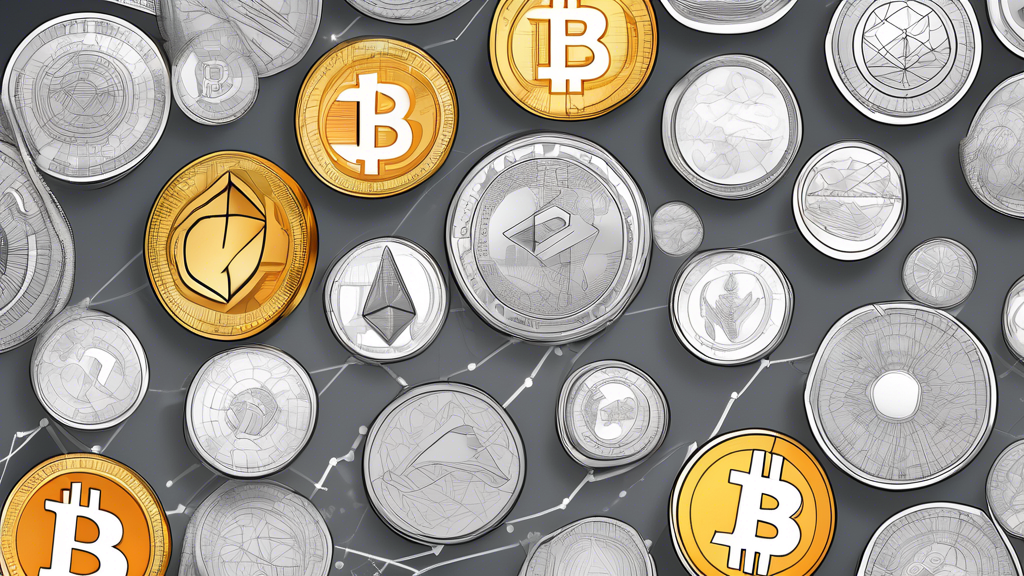 Create an image showing a diverse selection of popular cryptocurrencies like Bitcoin, Ethereum, Binance Coin, and Cardano, represented as coins with their logos, soaring upwards against a background of a futuristic, digital financial landscape. Include subtle charts and graphs indicating growth and investment trends.